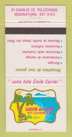 Matchbook Cover - Jardin de Capri St Charles QC 30 Strike