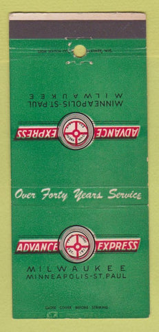 Matchbook Cover - Advance Express Trucking Minneapolis MN Milwaukee WI 30 Strike