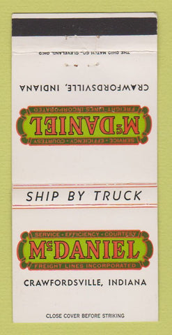 Matchbook Cover - McDaniel Trucking Carwfordsville IN 30 Strike