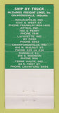 Matchbook Cover - McDaniel Trucking Carwfordsville IN 30 Strike