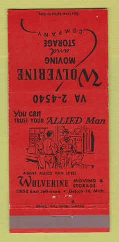 Matchbook Cover - Wolverine Moving Storage Trucking Detroit MI 30 Strike