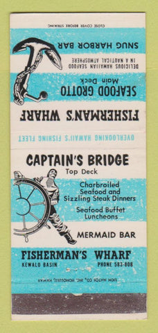Matchbook Cover - Fisherman's Wharf Captain's Bridge Hawaii 30 Strike