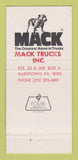 Matchbook Cover - Mack Trucks Semi Allentown PA 30 Strike