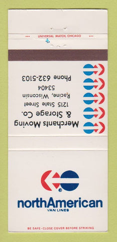 Matchbook Cover - North American Van Lines Racine WI Merchants Moving 30 Strike
