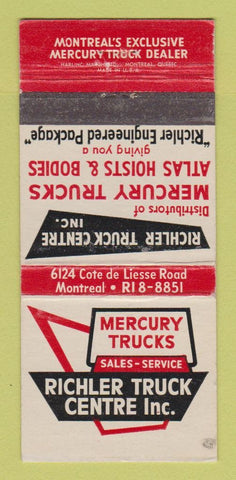 Matchbook Cover - Richler Truck Centre Mercury Montreal QC 30 Strike