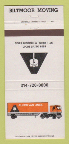 Matchbook Cover - Allied Van Lines Biltmoor Moving St Louis MO 30 Strike