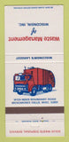 Matchbook Cover - Waste Management of Menomonee Falls WI 30 Strike