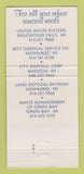 Matchbook Cover - Waste Management of Menomonee Falls WI 30 Strike