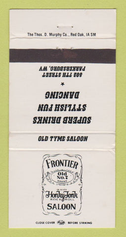 Matchbook Cover - Frontier Saloon Parkersburg WV WEAR 30 Strike