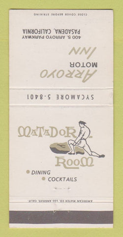 Matchbook Cover - Arroyo Motor Inn Pasadena CA WEAR 30 Strike