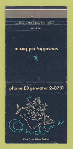 Matchbook Cover - Ondine Restaurant Sausalito CA mermaid girlie 30 Strike