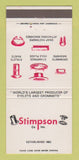 Matchbook Cover - Stimpson Fasteners  Bayport NY Pompano Beach FL 30 Strike