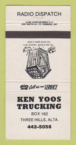 Matchbook Cover - Ken Yoos Trucking Three Hills AB 30 Strike