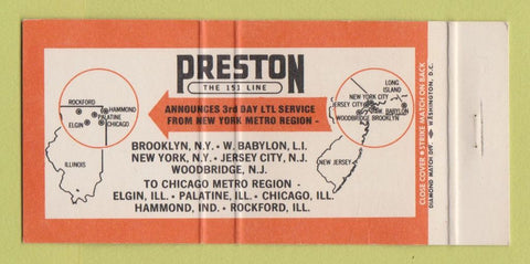 Matchbook Cover - Preston Trucking Brooklyn NY Chicago IL 30 Strike
