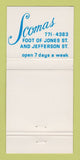 Matchbook Cover - Scoma's Restaurant San Francisco CA 30 Strike