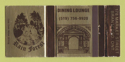 Matchbook Cover - Rain Forest Brantford ON WEAR 30 Strike