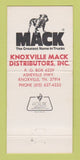 Matchbook Cover - Mack Semi Trucks Knoxville KY 30 Strike