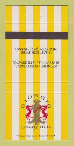 Matchbook Cover - Giorgio Beverly Hills CA New York City WEAR 30 Strike