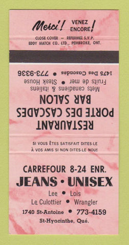 Matchbook Cover - Carrefour Jeans Lee Wrangler St Hyacinthe QC RED 30 Strike