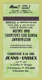 Matchbook Cover - Carrefour Jeans Lee Wrangler St Hyacinthe QC GREEN 30 Strike