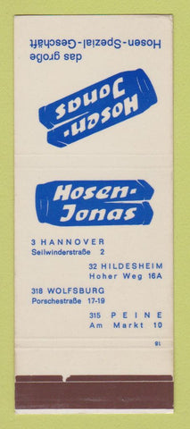 Matchbook Cover - Hosen Jonas Clothes German? SAMPLE