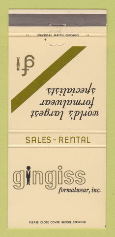 Matchbook Cover - Gingiss Formal Clothes Men's Chicago IL 30 Strike