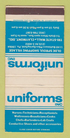Matchbook Cover - Uniforms Inc Springfield PA WEAR 30 Strike