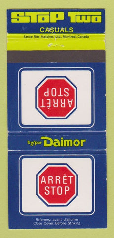 Matchbook Cover - Arret Stop Clothes Daimor Montreal QC WEAR 30 Strike