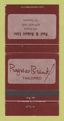 Matchbook Cover - Progress Brand Men's Clothes Sept Iles QC #2 WEAR 30 Strike