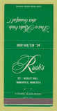Matchbook Cover - Rush's Women's Clothes Bridal Minneapolis MN 30 Strike