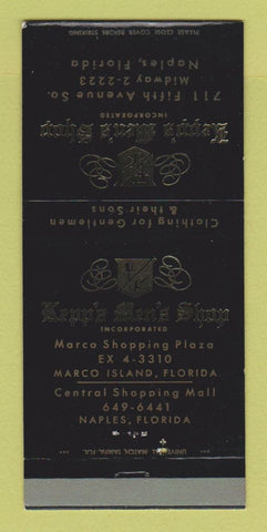 Matchbook Cover - Kepp's Men's Clothes Naples Marco Island FL 30 Strike