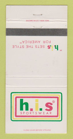 Matchbook Cover - HIS Sportswear Clothes WEAR 30 Strike