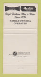 Matchbook Cover - Harlik's Men's Clothes WEAR 30 Strike