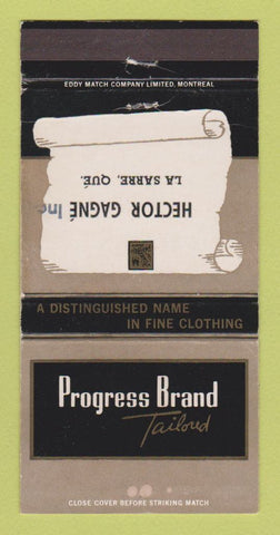 Matchbook Cover Progress Brand Men's Clothes Hector Gagne La Sarre QC 30 Strike
