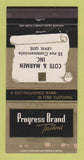 Matchbook Cover Progress Brand Men's Clothes Cote Marmen Levis QC WEAR 30 Strike