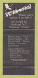 Matchbook Cover McNamara's Parnell Men's Clothes Auckland New Zealand 30 Strike