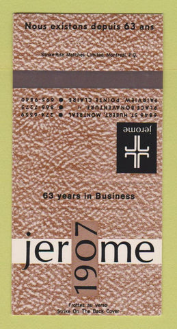 Matchbook Cover - Jerome 1907 Clothes Montreal QC SAMPLE 30 Strike