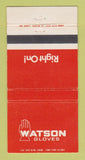 Matchbook Cover - Watson Gloves Vancouver BC Edmonton AB 30 Strike