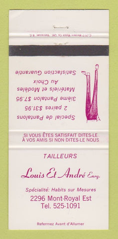 Matchbook Cover - Louis & Andre Clothes Pants Montreal QC 30 Strike