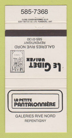 Matchbook Cover - La Petite Pantalonniere Repentigny QC 30 Strike