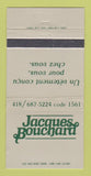 Matchbook Cover - Jacques Bouchard Clothes? QC? WEAR 30 Strike