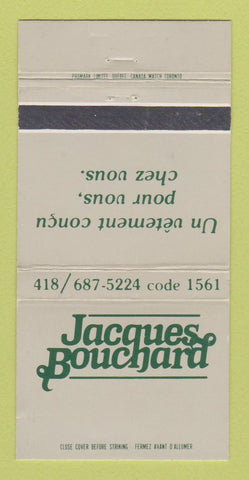 Matchbook Cover - Jacques Bouchard Clothes? QC? WEAR 30 Strike