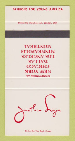 Matchbook Cover Jonathan Logan Clothes Montreal Dallas Chicago SAMPLE 30 Strike