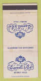 Matchbook Cover - Caroll Men's Clothes Beverly Hills CA WORN 30 Strike