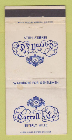 Matchbook Cover - Caroll Men's Clothes Beverly Hills CA WORN 30 Strike