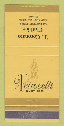 Matchbook Cover - Petrocelli Clothes Palo Alto CA Coronato 30 Strike