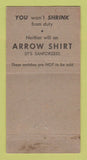 Matchbook Cover - Arrow Men's Clothes Shirts Kitchener ON WEAR 30 Strike