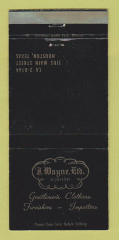 Matchbook Cover - J Wayne Men's Clothes Houston TX WEAR 30 Strike