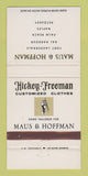 Matchbook Cover Hickey Freeman Men's Clothes Fort Lauderdale Naples FL 30 Strike