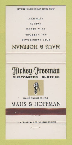 Matchbook Cover Hickey Freeman Men's Clothes Fort Lauderdale Naples FL 30 Strike